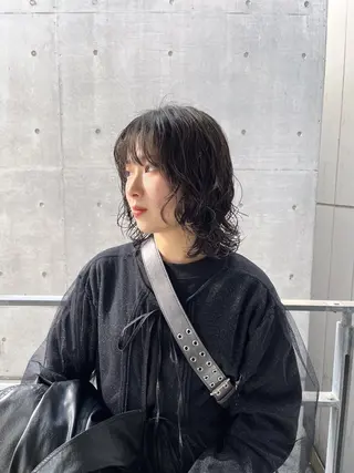 ミディアム パーマ benji仙台所属・KOKI/ ボブ/ パーマ/透明感カラーのヘアスタイル