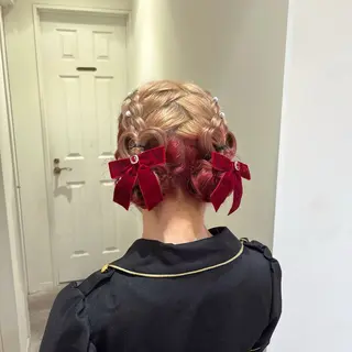 ヘアアレンジ エクステ🎀 暖色カラー🎀amiのヘアスタイル