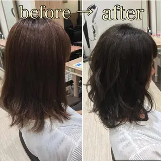 ミディアム カラー ヘアアレンジ Miku❇️ フェイスレイヤーのヘアスタイル