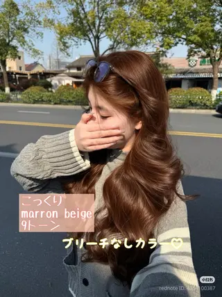 ロング カラー 透明感カラー✨🩵 韓国ヘアkanatoのヘアスタイル