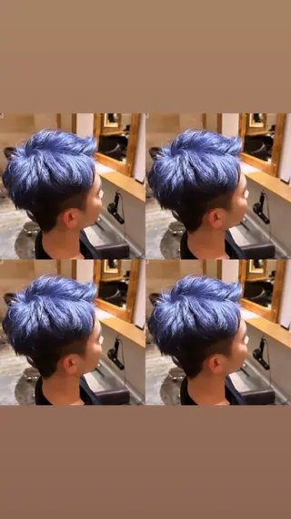 ショート カラー ヘアアレンジ メンズ 💎韓国レイヤー ×エクステゆうま💎のヘアスタイル