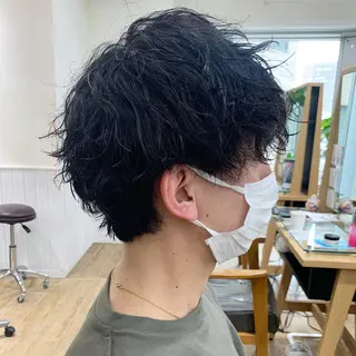 ショート パーマ メンズ 🤎ベージュカラー 🐶メンズパーマのヘアスタイル