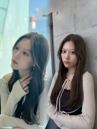 セミロング カラー パーマ レイヤー/グレージュ 赤み消し/コウスケのヘアスタイル