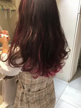 ロング カラー ヘアアレンジ fukuyasu rikaのネイルデザイン