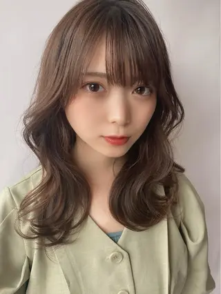 ミディアム カラー パーマ 新宿✨顔周りカット 韓国ヘア/坂本亜裟海のヘアスタイル