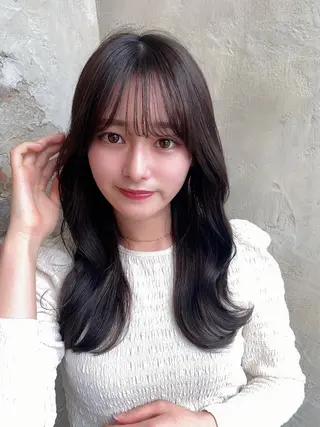 セミロング カラー 顔周り/くびれヘア 韓国ヘア💕風間るなのヘアスタイル