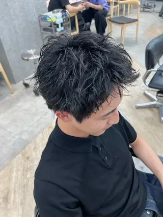 ショート パーマ メンズ 🌀toa/波巻き✨ /メンズパーマ／栄のヘアスタイル
