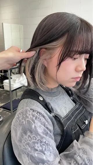 ミディアム カラー ヘアアレンジ 艶ハイトーン/ヘア アレンジAYAKAのヘアスタイル