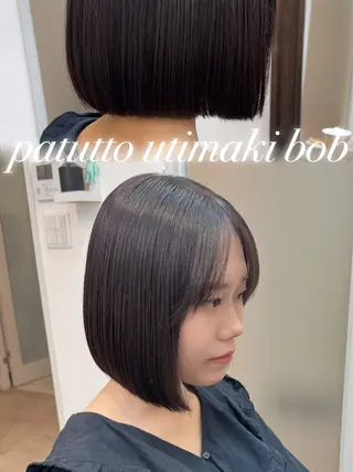 ショート たぴ。ぱつっとボブ /暖色艶カラー🍒のヘアスタイル