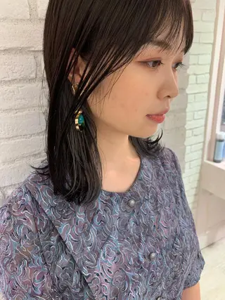 ミディアム カラー パーマ ヘアアレンジ レイヤー＆カラー 人気美容師倉崎涼のヘアスタイル