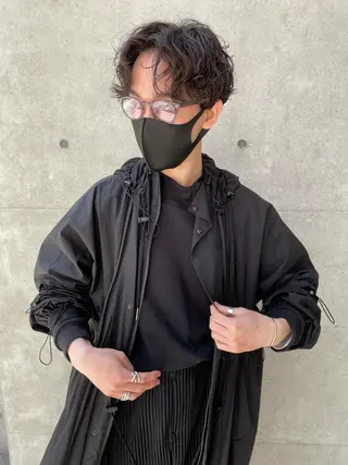 ショート パーマ メンズ 田中 碧のヘアスタイル