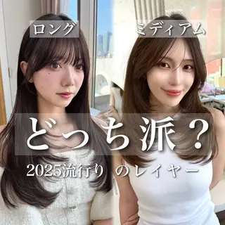 セミロング カラー 似合わせレイヤー/ 透明感カラーのヘアスタイル