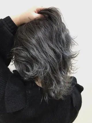 ミディアム カラー パーマ 小顔カット✨ 透明感カラー/村上のヘアスタイル