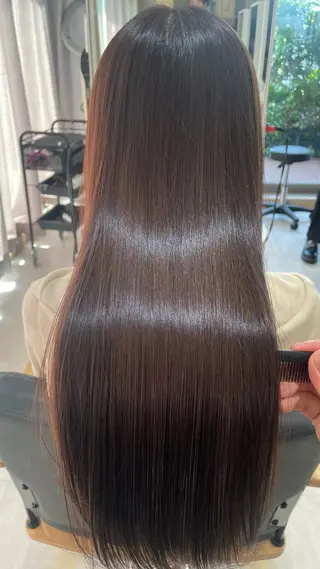 ロング ハッシュカット🖤 レイヤー/透けカラーのヘアスタイル