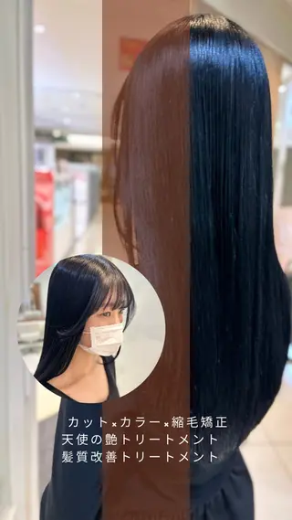 ロング カラー パーマ 艶質改善/縮毛矯正 ササキナツミのヘアスタイル