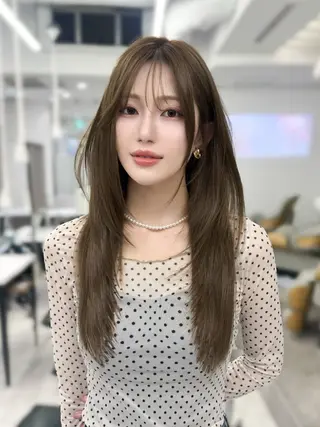 ロング カラー 韓国ヘア♡ 顔まわりカットayaのヘアスタイル