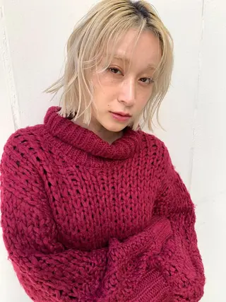 ミディアム カラー 退色まで透明感ある ダブルカラー/リクのヘアスタイル