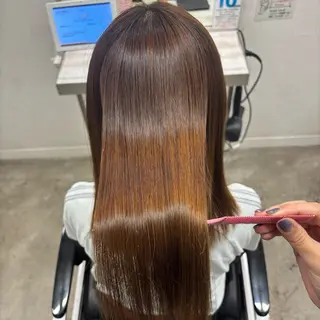セミロング 髪質改善ストレート /暖色カラー🎀🪞のヘアスタイル