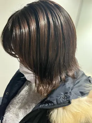 ミディアム カラー 酸性縮毛矯正 Coreすずのヘアスタイル