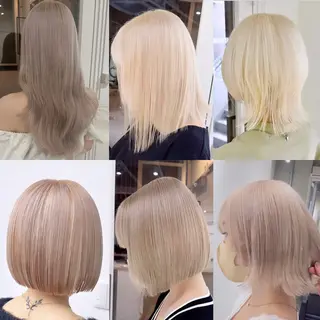 ミディアム カラー ブリーチ/ボブ ショート/はらのヘアスタイル