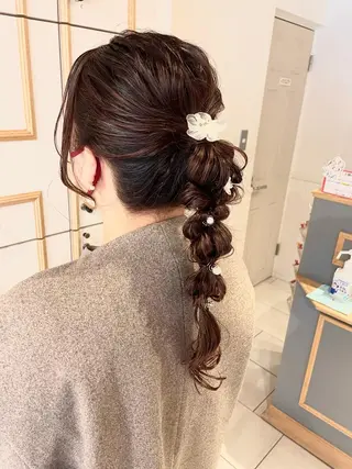 セミロング カラー ヘアアレンジ ハイトーンピンク🍑 ブリーチ🍑RINAのヘアスタイル