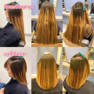 セミロング カラー パーマ ブリーチ縮毛矯正/ デサキ ショウヘイのヘアスタイル