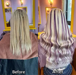 ロング シール＋ちび編み込み エクステ梅田🐨のヘアスタイル