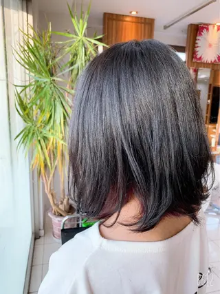 ミディアム カラー ヘアアレンジ 脱白髪染め美容師 竹内涼乃のヘアスタイル