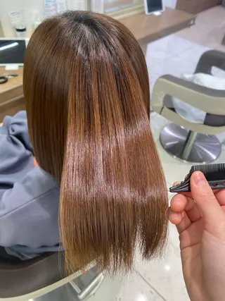 ミディアム パーマ 長妻莉央/縮毛矯正 髪質改善カラーのヘアスタイル