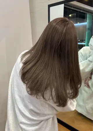 セミロング カラー オリーブ/ 透明感カラー/れいあのヘアスタイル