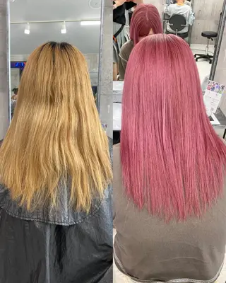 ロング カラー ヘアアレンジ メンズ のん🎀ハイトーン/ レイヤーカット🐳のヘアスタイル