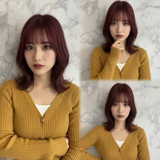 ミディアム カラー 🍒しの🍒 ハイトーン/カットのヘアスタイル