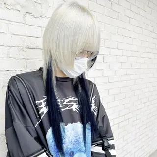 ミディアム カラー レイヤーブリーチ特化 ホワイト専門/岸のヘアスタイル