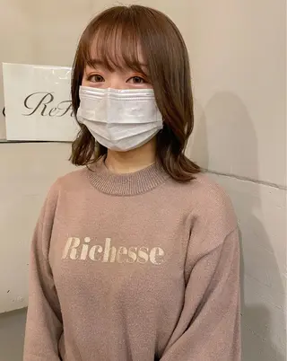 ミディアム カラー ボブ ブリーチ/miinaのヘアスタイル