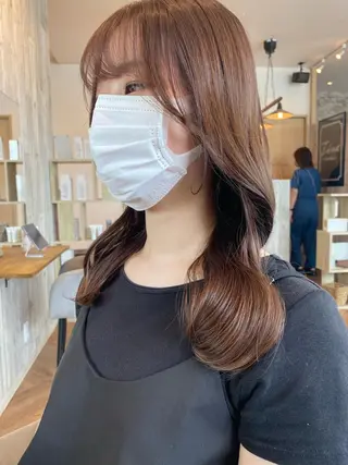 ミディアム カラー 韓国ヘア顔周りカット 艶髪ベージュtamaのヘアスタイル