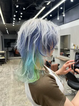 カラー ルシ🌈/ハイトーン デザインカラー/町田のヘアスタイル