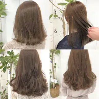 セミロング カラー レイヤーカット 透明感カラーのヘアスタイル