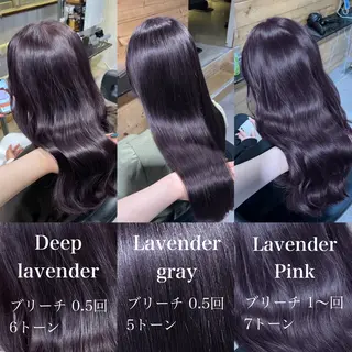 ロング カラー 暗髪🩶ラベンダー/ ブルー/ユウナ🤍のヘアスタイル