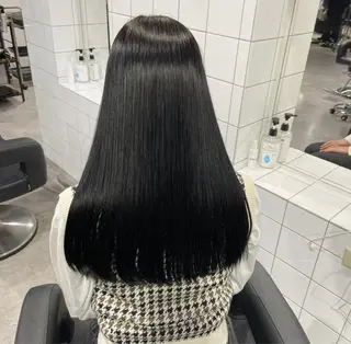 ロング 韓国ヘア/ブリーチ無 しWカラー/オリーブのヘアスタイル