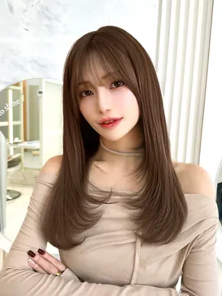 セミロング カラー 顔周り特化/韓国ヘア /レイヤー/吉野幸大のヘアスタイル