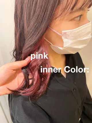 セミロング カラー ヘアアレンジ ハイトーンピンク🍑 ブリーチ🍑RINAのヘアスタイル