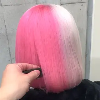 セミロング カラー ✨ブリーチ支持No1 複雑履歴修正/舘岡のヘアスタイル