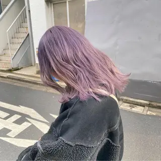 ミディアム カラー レイヤーウルフ エクステ磯部のヘアスタイル