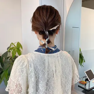 ミディアム カラー ヘアアレンジ ブリーチなしカラー/ 髪質改善/寺門束のヘアスタイル