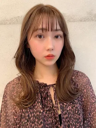 ミディアム カラー 透明感/オリーブ/ グレージュ/YUKAのヘアスタイル