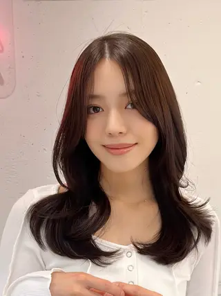 セミロング カラー パーマ ヘアアレンジ メンズ キッズ 新宿/小顔レイヤー/ 顔まわり/西慶太朗のヘアスタイル