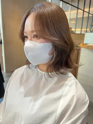 セミロング カラー 韓国レイヤー🇰🇷 韓国研修◎渋谷カイトのヘアスタイル