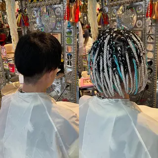ショート カラー ヘアアレンジ メンズ haco+所属・🌈派手髪エクステ ブレイズ🌈ひろとのヘアスタイル