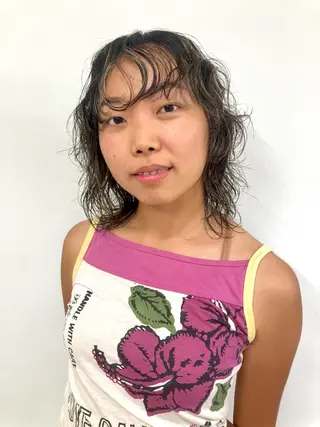 ミディアム カラー パーマ ヘアアレンジ ウルフレイヤー エクステ/kokiのヘアスタイル