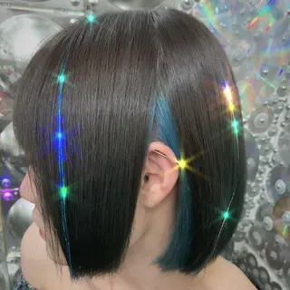 ショート カラー ヘアアレンジ haco+所属・🌈派手髪エクステ ブレイズ🌈ひろとのヘアスタイル